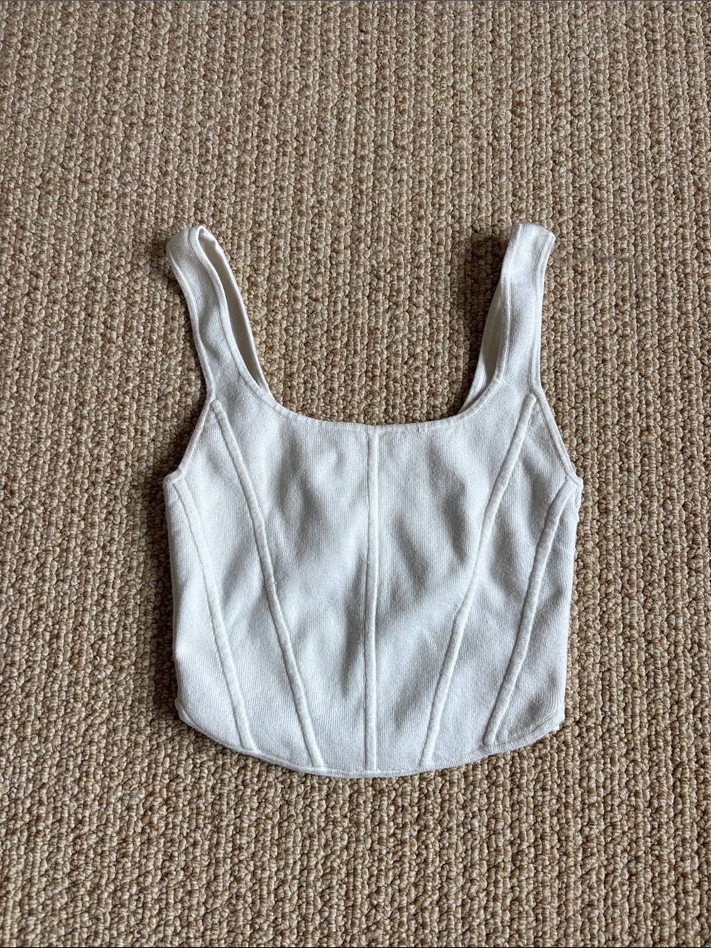 Wilfred Cream Structured Square Crop Tank